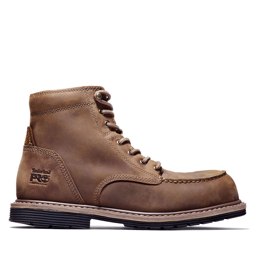 Botas Pro Timberland Argentina Hombre - Pro Millworks 6" Moc Comp Toe - Marrones - YCQSHN-730